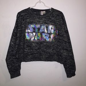 halographic‎ Star Wars cropped grey sweater